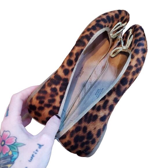 BODEN Fur Cheetah Pattern Flats Brown Black Calf Hair Women's Size 6 - Picture 1 of 10